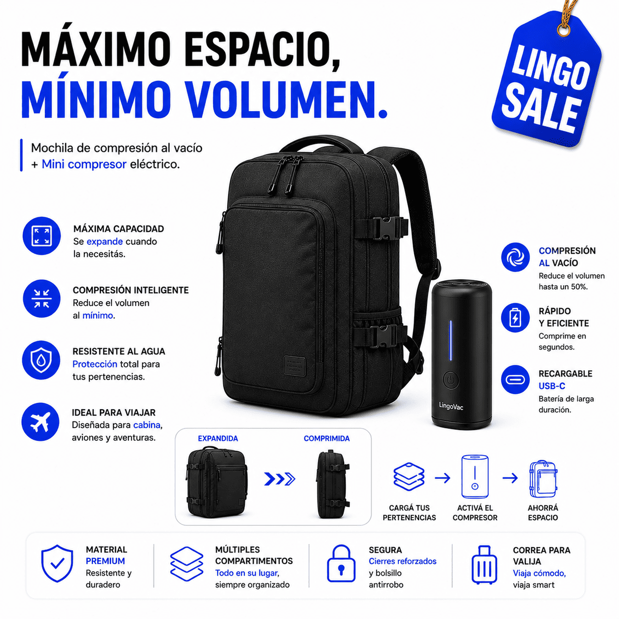 Mochila Carry-On a compresi&oacute;n